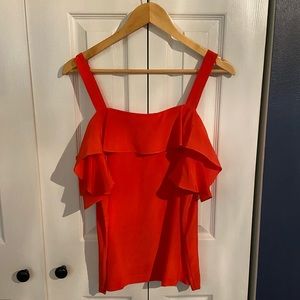 J.Crew Silk Cold Shoulder Ruffle Top